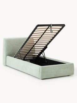 Cama individual tapizada con espacio de almacenamiento Cloud