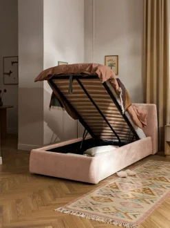 Cama individual tapizada con espacio de almacenamiento Cloud