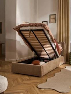 Cama individual tapizada con espacio de almacenamiento Cloud