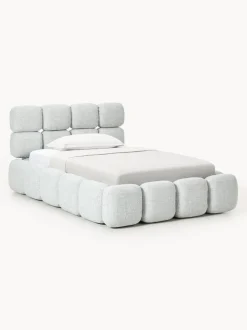 Cama individual tapizada en borreguillo bouclé Tayla