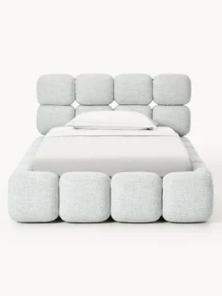 Cama individual tapizada en borreguillo bouclé Tayla