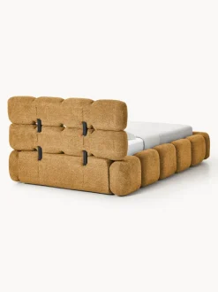 Cama individual tapizada en borreguillo bouclé con espacio de almacenamiento Tayla