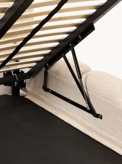 Cama individual tapizada en borreguillo bouclé con espacio de almacenamiento Tayla