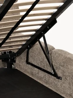Cama individual tapizada en borreguillo bouclé con espacio de almacenamiento Tayla