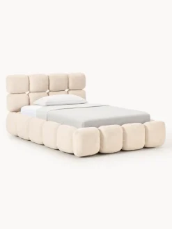 Cama individual tapizada en borreguillo bouclé Tayla