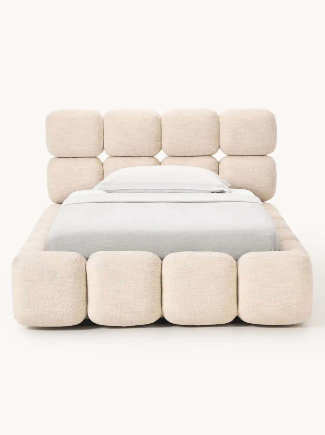 Cama individual tapizada en borreguillo bouclé Tayla