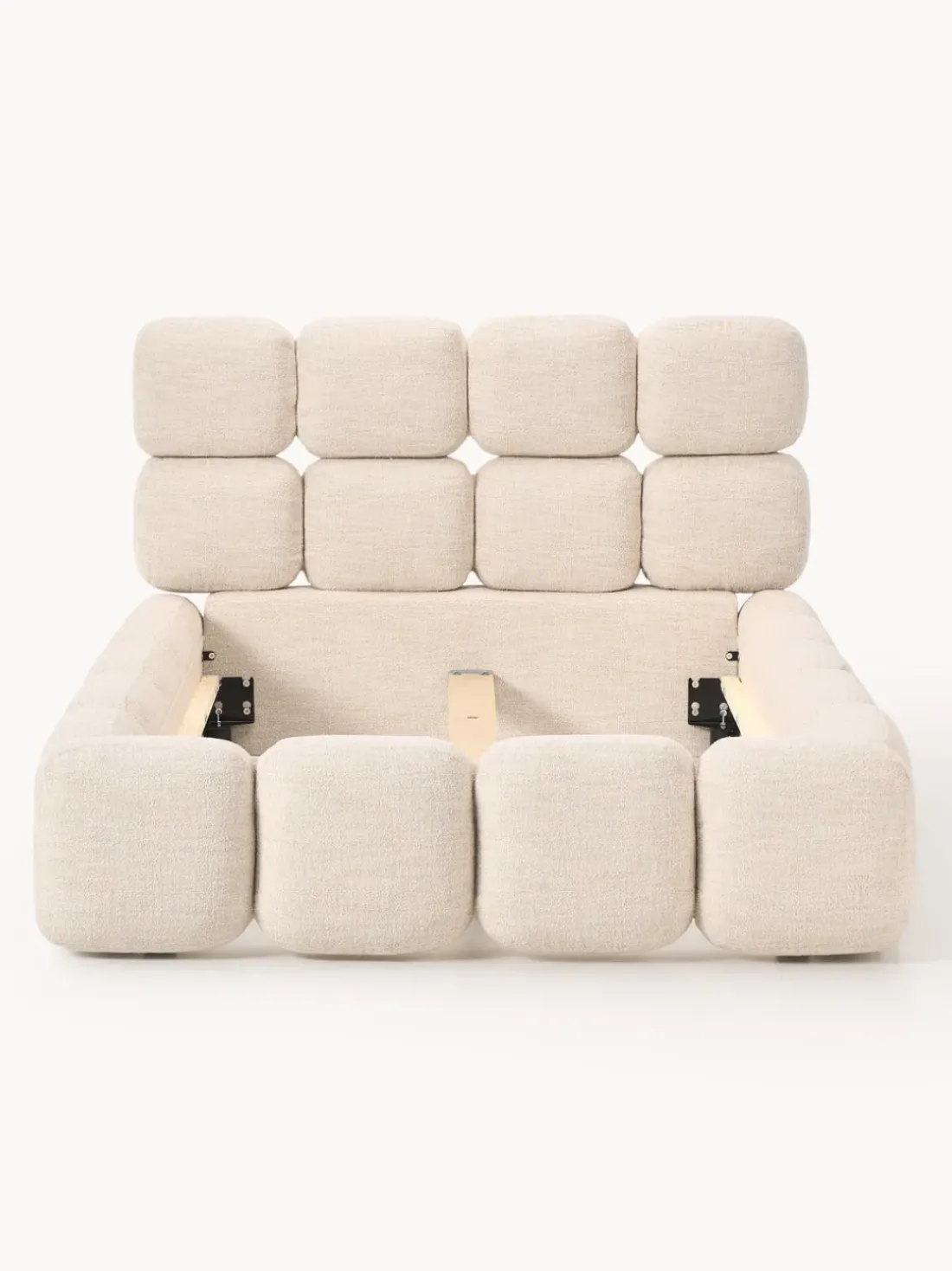 Cama individual tapizada en borreguillo bouclé Tayla
