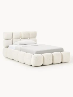 Cama individual tapizada en borreguillo bouclé Tayla