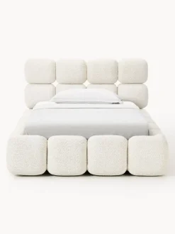 Cama individual tapizada en borreguillo bouclé Tayla