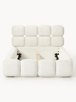 Cama individual tapizada en borreguillo bouclé Tayla