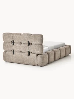 Cama individual tapizada en borreguillo bouclé Tayla