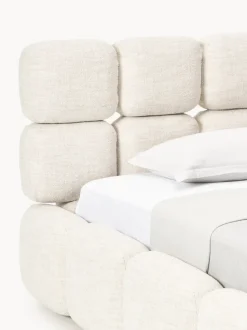 Cama individual tapizada en borreguillo bouclé con espacio de almacenamiento Tayla