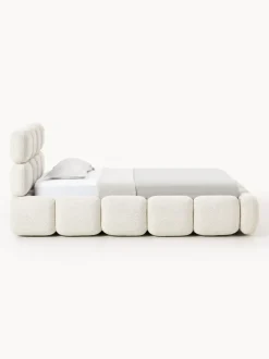Cama individual tapizada en borreguillo bouclé con espacio de almacenamiento Tayla