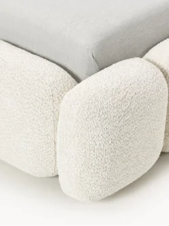 Cama individual tapizada en borreguillo bouclé con espacio de almacenamiento Tayla