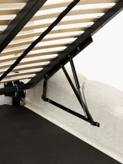 Cama individual tapizada en borreguillo bouclé con espacio de almacenamiento Tayla