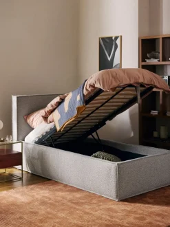 Cama individual tapizada en tejido bouclé con espacio de almacenamiento Dream