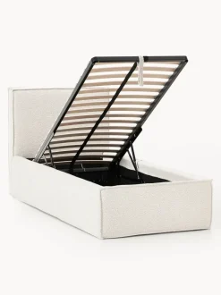 Cama individual tapizada en tejido bouclé con espacio de almacenamiento Dream