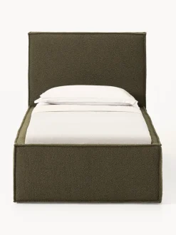 Cama individual tapizada en tejido bouclé Dream
