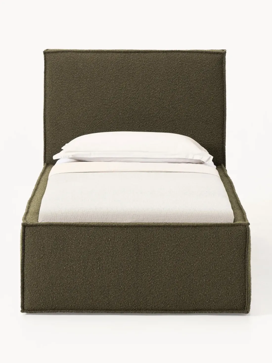 Cama individual tapizada en tejido bouclé Dream