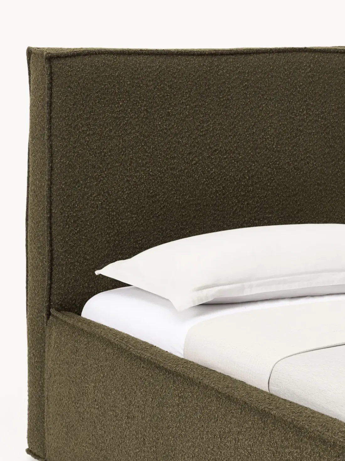 Cama individual tapizada en tejido bouclé Dream