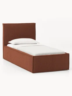 Cama individual tapizada en tejido bouclé con espacio de almacenamiento Dream