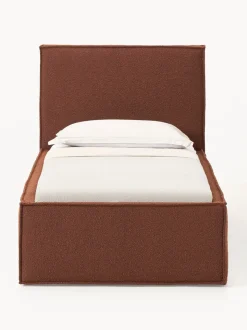 Cama individual tapizada en tejido bouclé con espacio de almacenamiento Dream