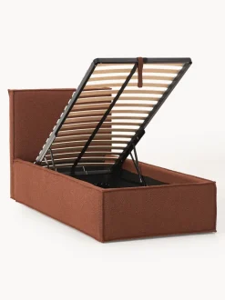 Cama individual tapizada en tejido bouclé con espacio de almacenamiento Dream