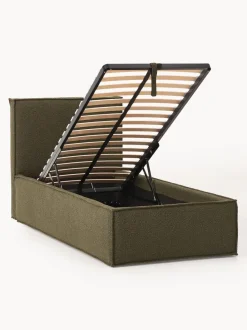 Cama individual tapizada en tejido bouclé con espacio de almacenamiento Dream