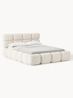 Cama tapizada de boreguillo bouclé con espacio de almacenamiento Tayla
