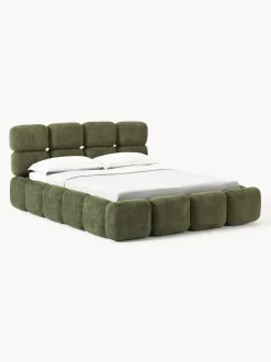 Cama tapizada de borreguillo bouclé Tayla
