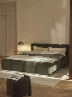 Cama tapizada de borreguillo bouclé Tayla