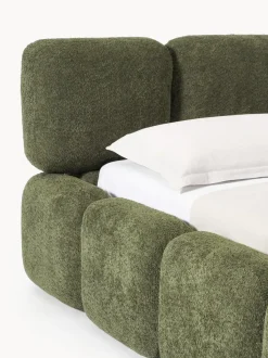 Cama tapizada de borreguillo bouclé Tayla