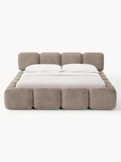 Cama tapizada de borreguillo bouclé Tayla