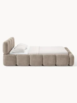 Cama tapizada de borreguillo bouclé Tayla