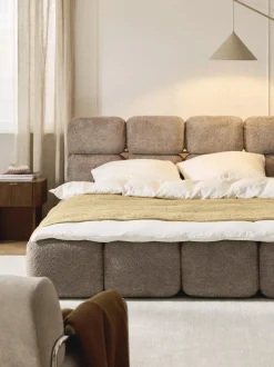 Cama tapizada de borreguillo bouclé Tayla