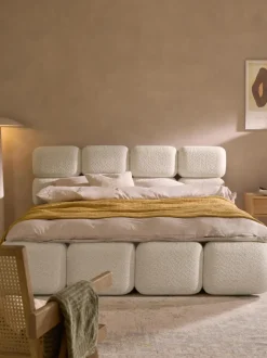Cama tapizada de borreguillo bouclé Tayla