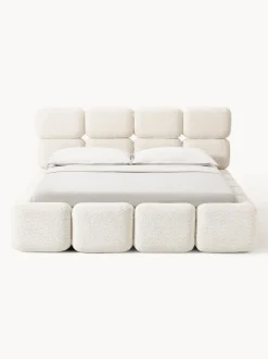Cama tapizada de borreguillo bouclé Tayla