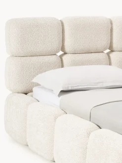 Cama tapizada de borreguillo bouclé Tayla