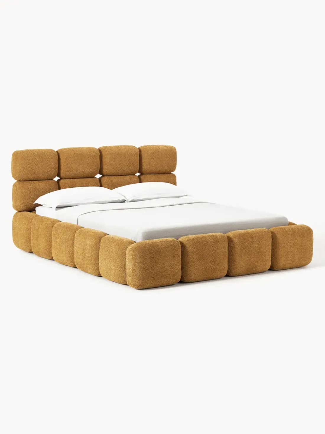 Cama tapizada de borreguillo bouclé Tayla