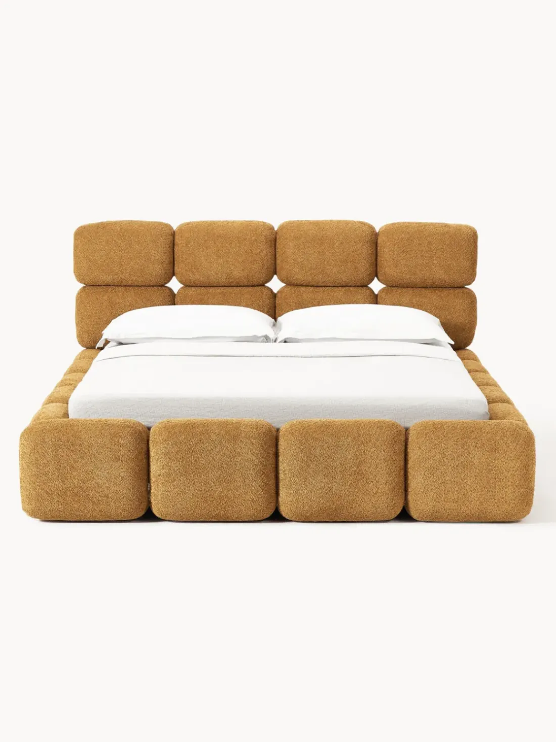 Cama tapizada de borreguillo bouclé Tayla
