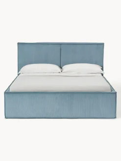 Cama tapizada de pana con espacio de almacenaje Dream