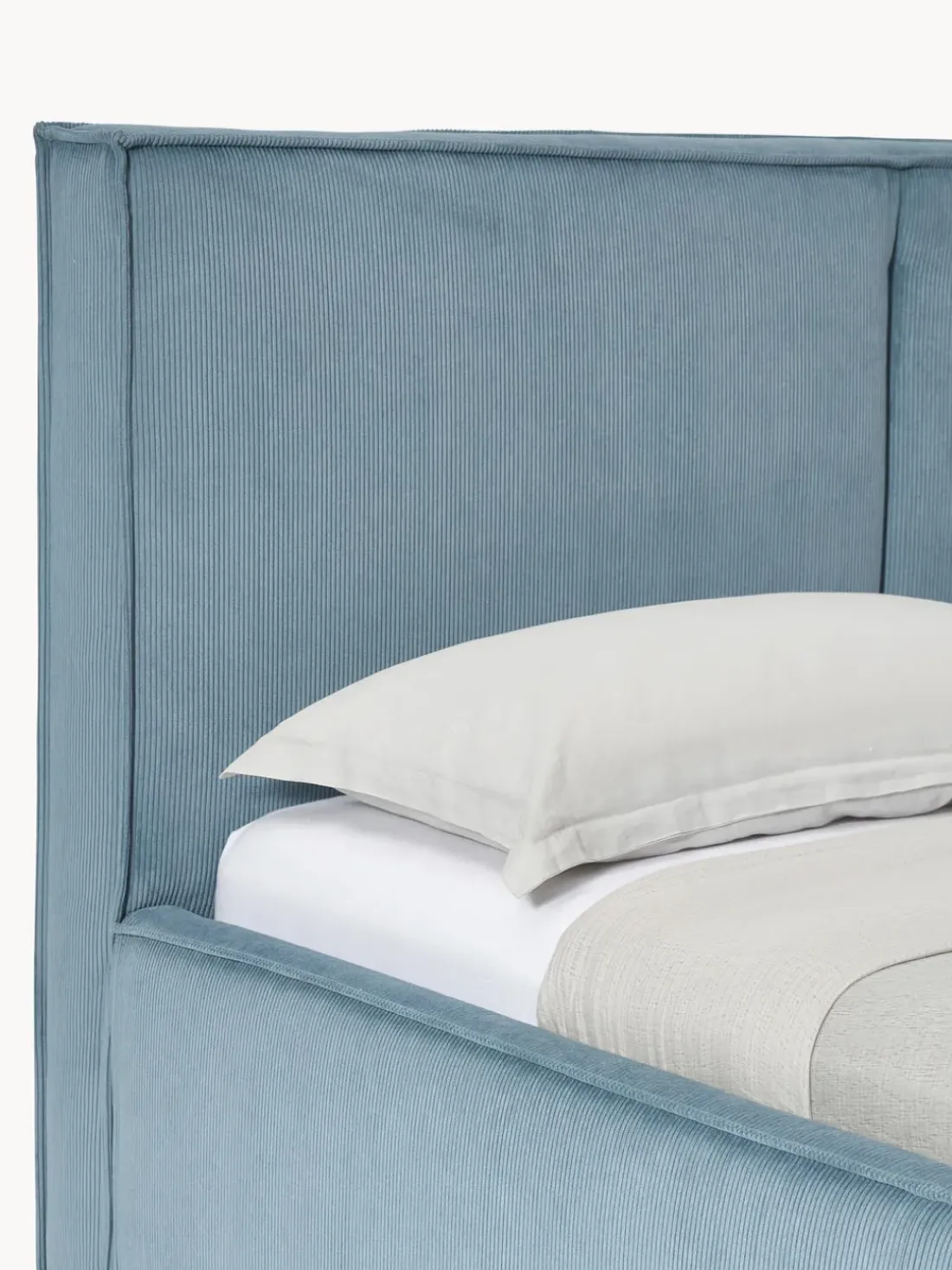 Cama tapizada de pana con espacio de almacenaje Dream