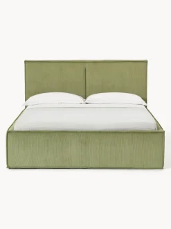 Cama tapizada de pana con espacio de almacenamiento Dream