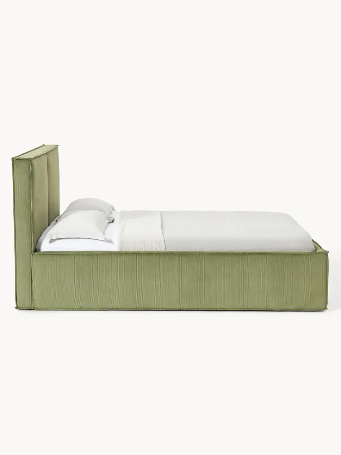 Cama tapizada de pana con espacio de almacenamiento Dream