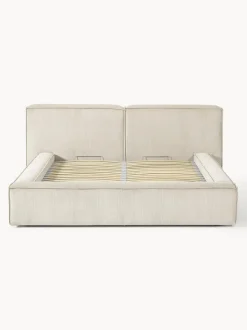 Cama tapizada en pana Lennon, con espacio de almacenamiento