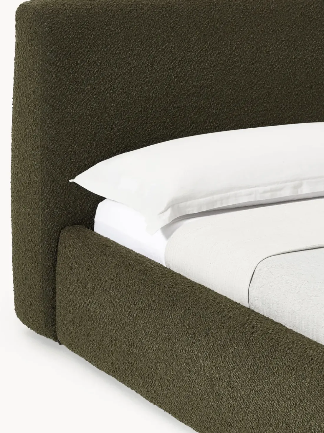 Cama tapizada en tejido bouclé con espacio de almacenaje Cloud