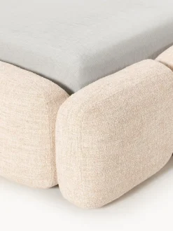 Cama tapizada en tejido bouclé con espacio de almacenamiento Tayla