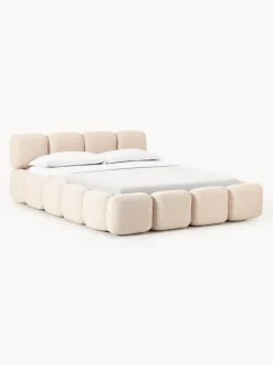 Cama tapizada en tejido bouclé Tayla