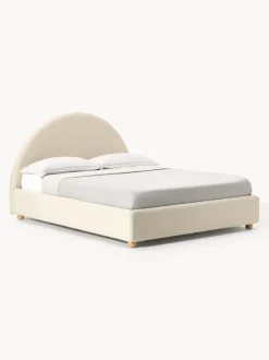 Cama tapizada en tejido bouclé Ebba, con espacio de almacenamiento