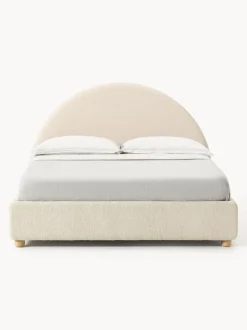 Cama tapizada en tejido bouclé Ebba, con espacio de almacenamiento
